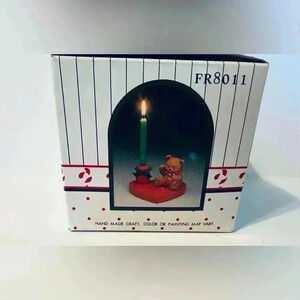 Vintage 1988 Teddy Bear Heart Candle, New In Box